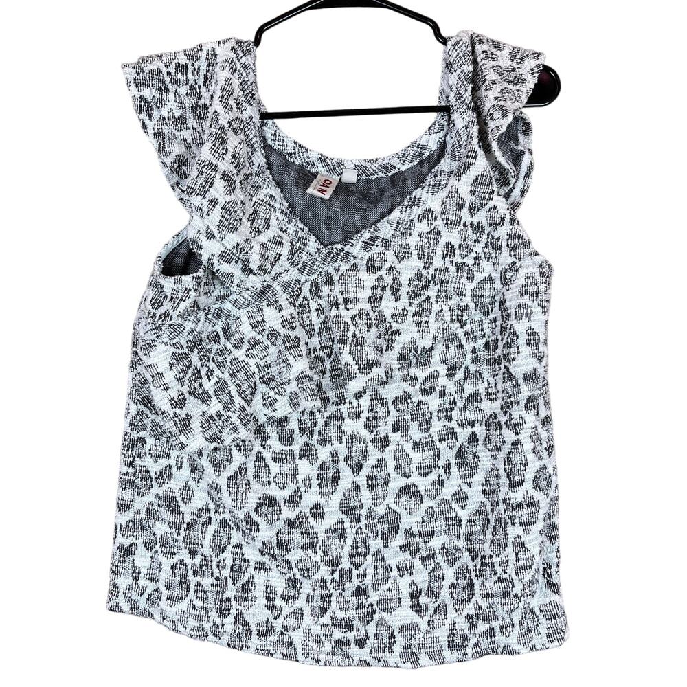 Dolman Womens Shirt White Black Tweed Sleeveless Flutter Wrap V Neck Medium